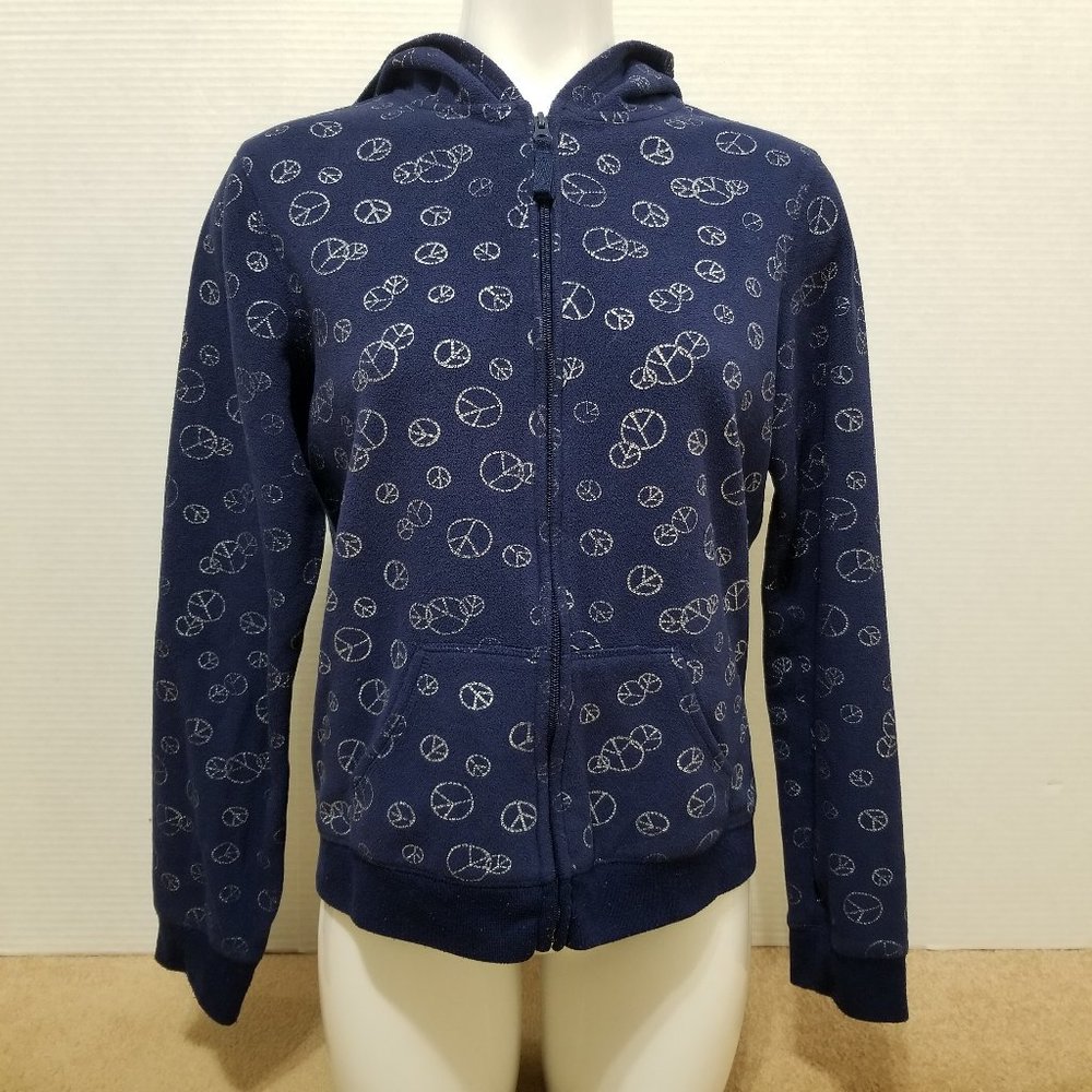 Old Navy hoodie XXL 16 PLUS peace sign print zip up fleece loungewear casual